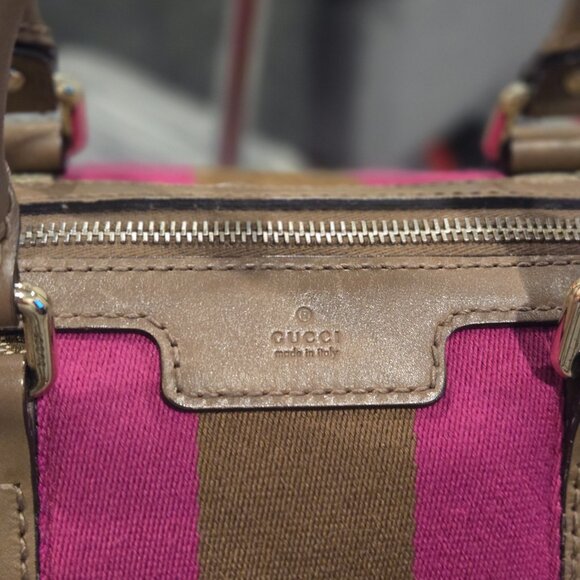 Gucci Monogram Vintage Web Medium Boston Purple Brown - Picture 4 of 16